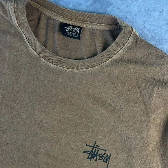 Stussy Basic Pigment Dyed Long-Sleeve Tee 'Almond' L Size - Picture 3 of 3